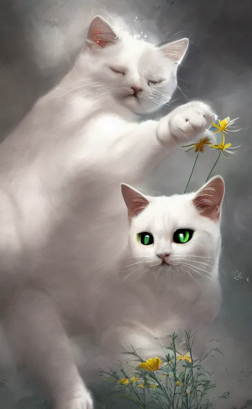 Image similar to a white cat with cosmos in its eyes, dynamic lighting, photorealistic fantasy concept art, trending on art station, stunning visuals, creative, cinematic, ultra detailed