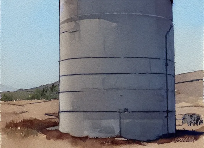 Image similar to concept art of a industrail silo, pinterest, artstation trending, behance, watercolor, by coby whitmore, silver, laser light,