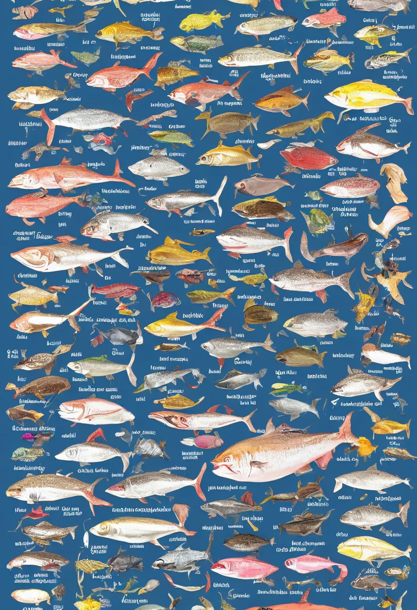 Image similar to fish species wallchart high definition tuna cod whales poster educational