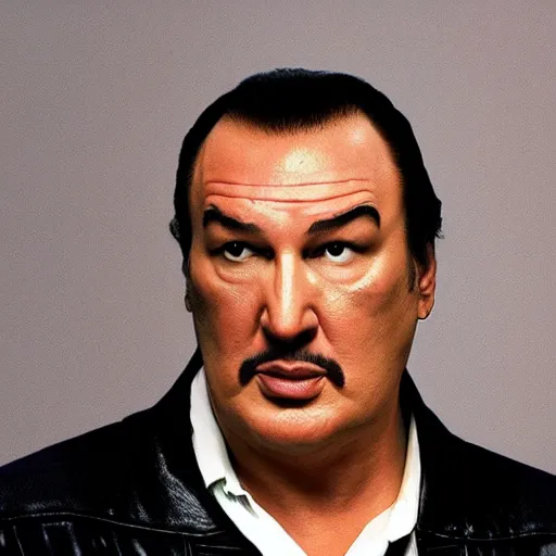 Image similar to steven seagal as thomas the tank engine