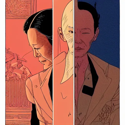 Prompt: lucy liu retro minimalist portrait moebius starwatcher comic by jean giraud, 8 k