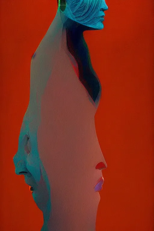 Image similar to woman wearing oculus and digital glitch head edward hopper and james gilleard, zdzislaw beksisnski, higly detailed