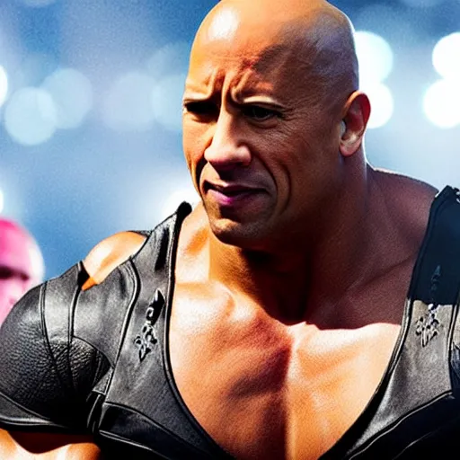 Image similar to wrestlemania starring dwayne the rock johnson as vin diesel