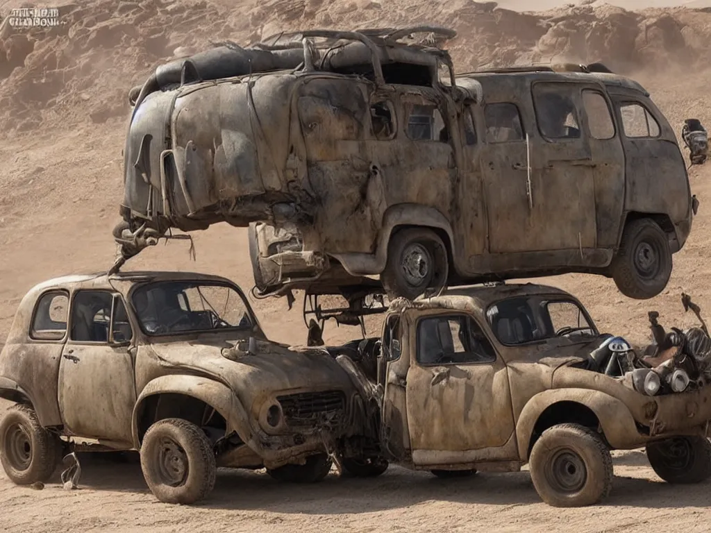 Image similar to epic custom Renault 4 Master in the movie Mad Max: Fury Road (2015)