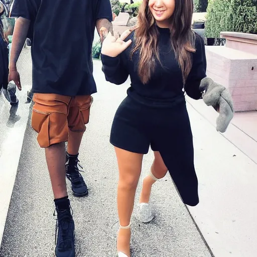 Image similar to pokimane and kanye west