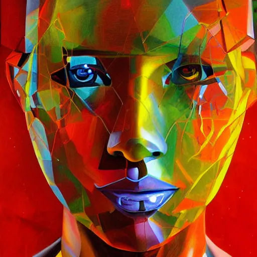 Image similar to consciousness emerging in a large language model artificial intelligence. realistic painting