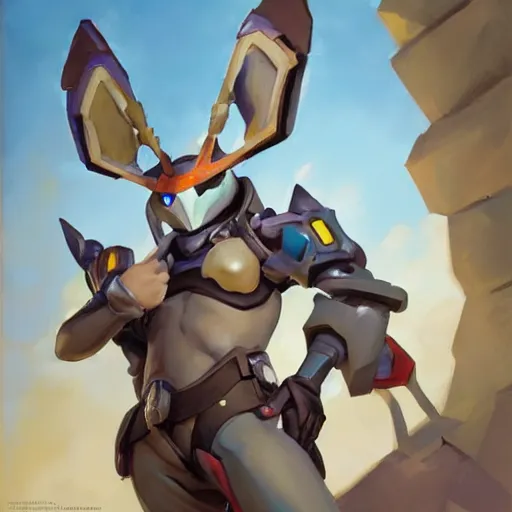 Image similar to greg manchess portrait painting of partially armored sylveon as overwatch character, medium shot, asymmetrical, profile picture, organic painting, sunny day, matte painting, bold shapes, hard edges, street art, trending on artstation, by huang guangjian, gil elvgren, ruan jia, greg rutkowski, gaston bussiere