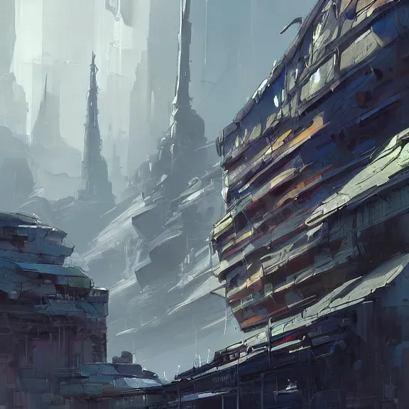 Prompt: a painting in the style of stephan martiniere and in the style of ian mcque