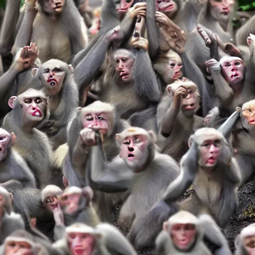 Prompt: an army of laughing monkeys