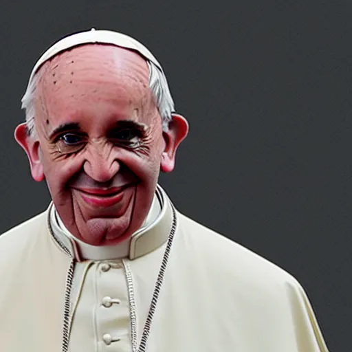 Image similar to pope francis as a muppet. highly detailed felt. hyper real photo. 4 k.