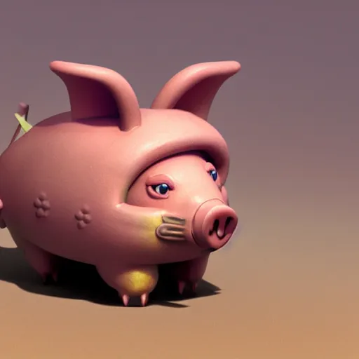 Prompt: Isometric 3D Fantasy Cute and adorable pig spacecraft, Smooth 3D Illustration, soft render, Servando Lupini, Daniil Kudriavtsev, handpaint texture, Blender, 3DCoat H 648