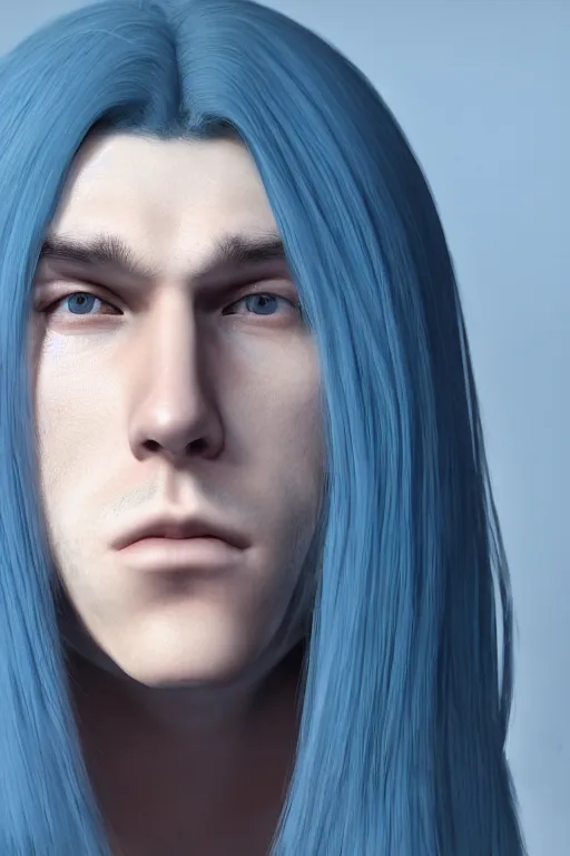 Prompt: a male teenager with long blue hair and yellow eyes wearing a winter overcoat, hyperrealistic, concept art, octane render, unreal engine 5, trending on artstation, high quality, 8 k, highly detailed, digital art, anatomically correct, symmetrical, realistic and defined face, profile picture, high coherence, path traced, beautiful, elegant clothes