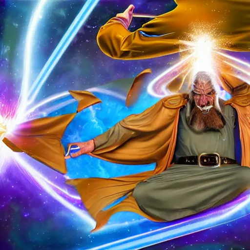 Prompt: a wizard destroys his computer with magical energy, by david mattingly, layout inspired by stock photos.