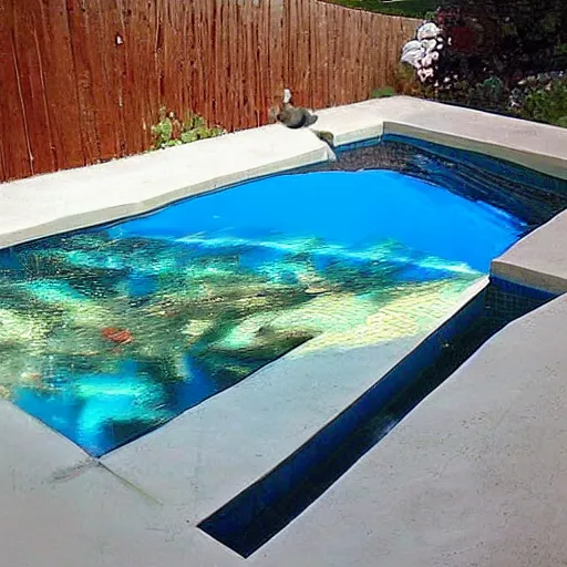 Image similar to surrealism swimming pool with nobody