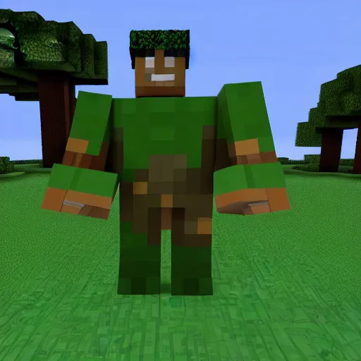 Image similar to the incredible hulk, in minecraft