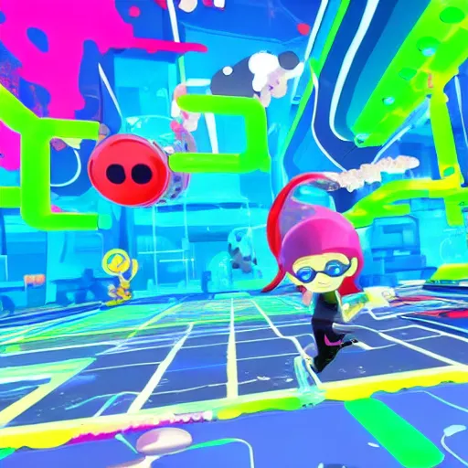 Image similar to Splatoon except it’s themed like Tron