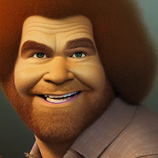 Image similar to Bob Ross is Shrek, hyperdetailed, artstation, cgsociety, 8k