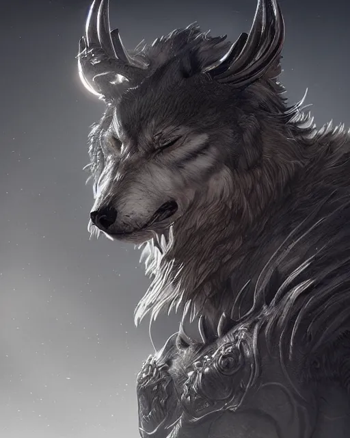 Prompt: king of wolves, elden ring, by artgerm, by karol, trending on artstation, octane render