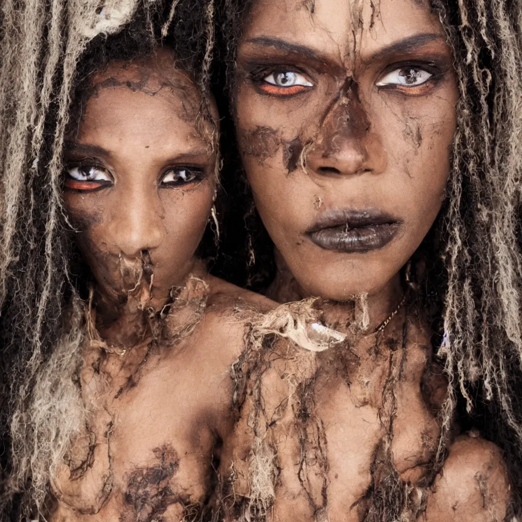 Image similar to elha saresi, eyes of a demon, ancient african androgynous vampire