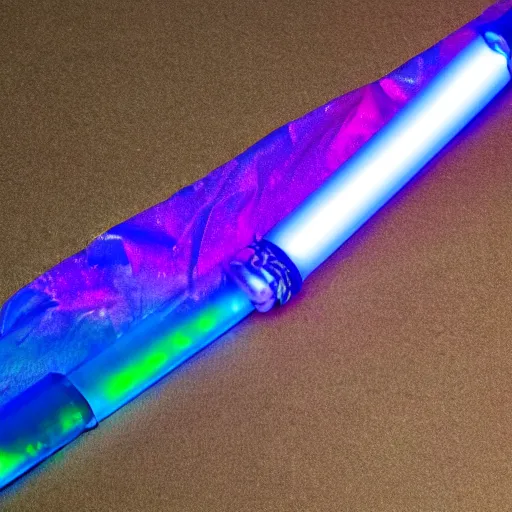 Image similar to a lightsaber with an iridescent blade