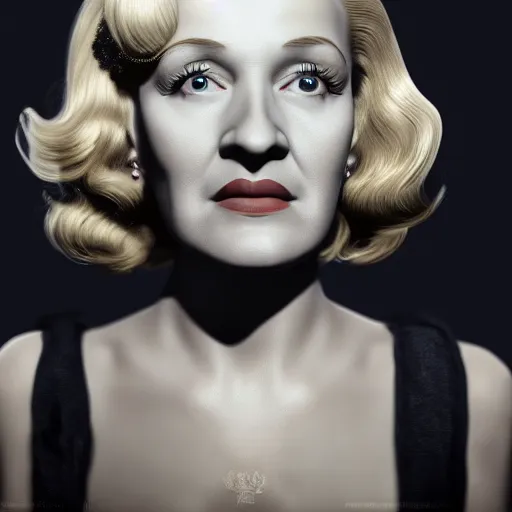 Image similar to A Hearts of Iron IV portrait of a blonde German actress who looks like Marlene Dietrich. Highly detailed, fine Art, high detail, great lighting, 8k resolution, masterpiece, concept art, illustration, clear eyes, painting oil on canvas, octane render, HDR, trending on artstation, 4k, 8k, HD