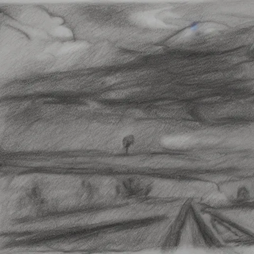 Prompt: charcoal sketch of no mans land