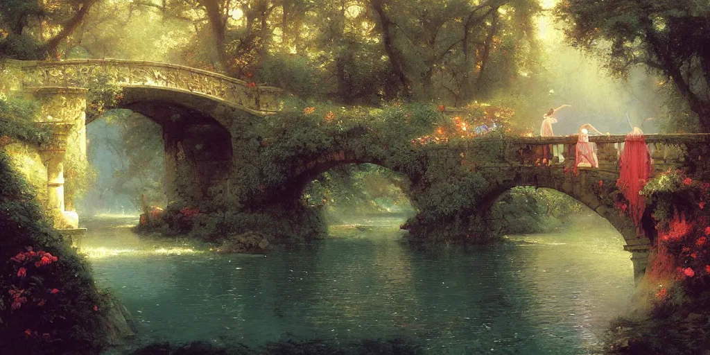 Image similar to River portal by Marc Simonetti and Delphin Enjolras and Pierre Auguste Cot