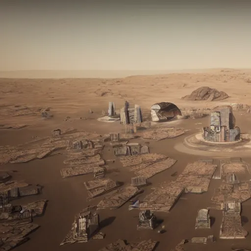 Image similar to futuristic city in the mars design by norman foster unreal engine 8k