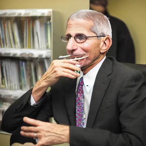 Prompt: a high quality photo of Dr. Fauci smoking crack