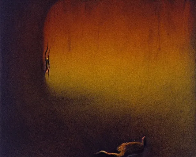 Image similar to by francis bacon, beksinski, mystical redscale photography evocative. azathoth the crawling chaos