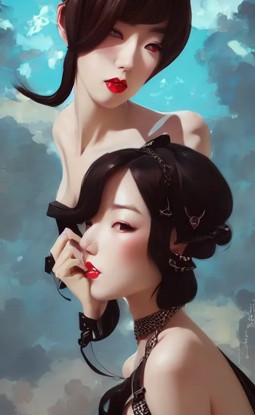 Image similar to a pin up and beautiful fashion and charming and dreamlke japan girl with lv jewelry, character art, art by artgerm lau and kyoung hwan kim and and ilya kuvshinov and john singer sargent, hyperdetailed, 8 k realistic, symmetrical, frostbite 3 engine, cryengine, dof, trending on artstation, digital art