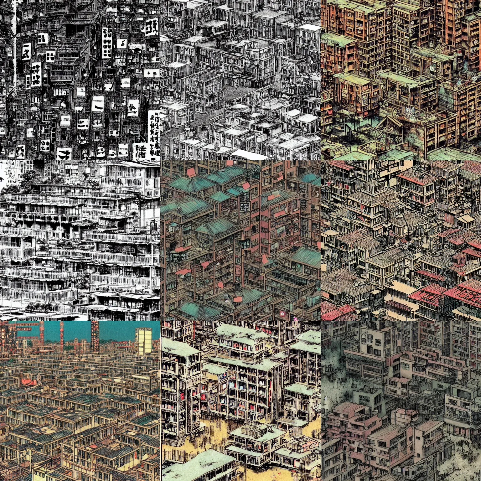 Prompt: a manga about the kowloon walled city