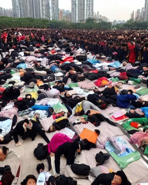 Image similar to tangping lying flat protest movement in china