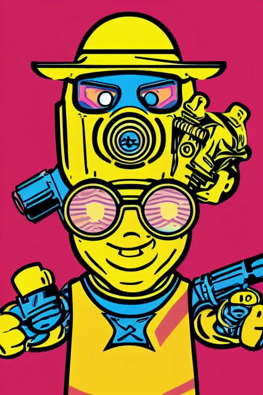 Image similar to fallout 7 6 retro futurist illustration art by butcher billy, sticker, colorful, illustration, highly detailed, simple, smooth and clean vector curves, no jagged lines, vector art, smooth andy warhol style