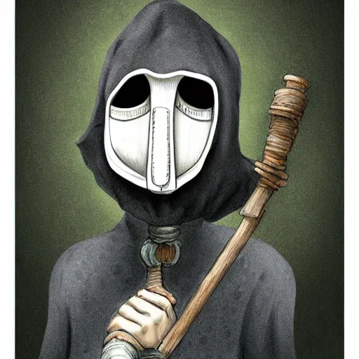 Image similar to a plague doctor,art by Nixeu on deviantart