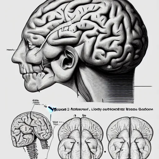 Prompt: anatomy of god brain, da vinci notes, ultradetailed, anatomy study, artstation