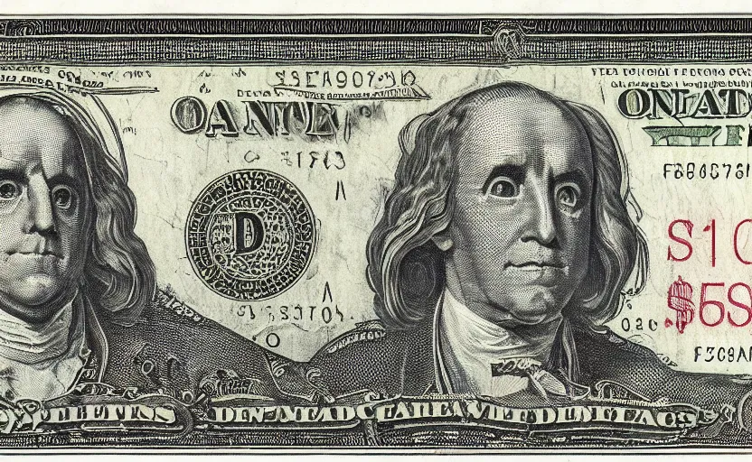 Image similar to rectangular photograph of 6 6 6 dollar u. s. currency note featuring a demonic devil