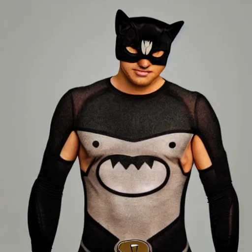 Image similar to catman, cat head, superhero body