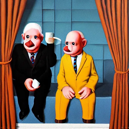 Image similar to Statler and Waldorf in a Scott Listfield painting