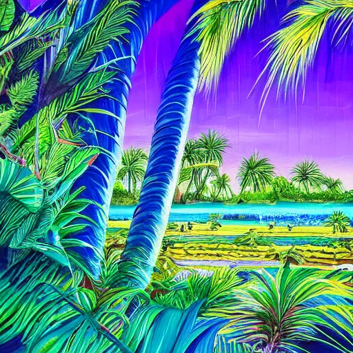 Image similar to blue jungle on purple beach