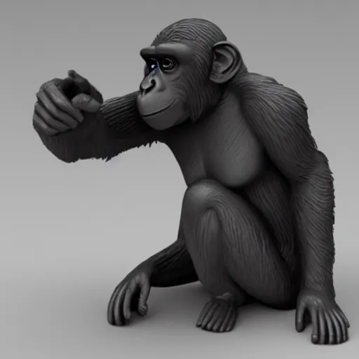 Prompt: 3 d render of a monkey sculpt