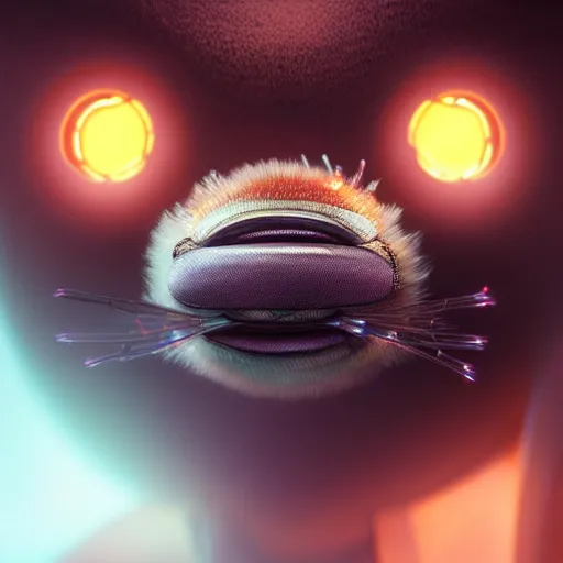 Image similar to Close up shot of Adorable Bee, ultra high detail, huggy wuggy from poppy playtime video game, ultra high detailed, glowing lights, oil painting, Greg Rutkowski, Charlie Bowater, Beeple, unreal 5, DAZ, hyperrealistic, octane render, RPG portrait, dynamic lighting, fantasy art, beautiful face