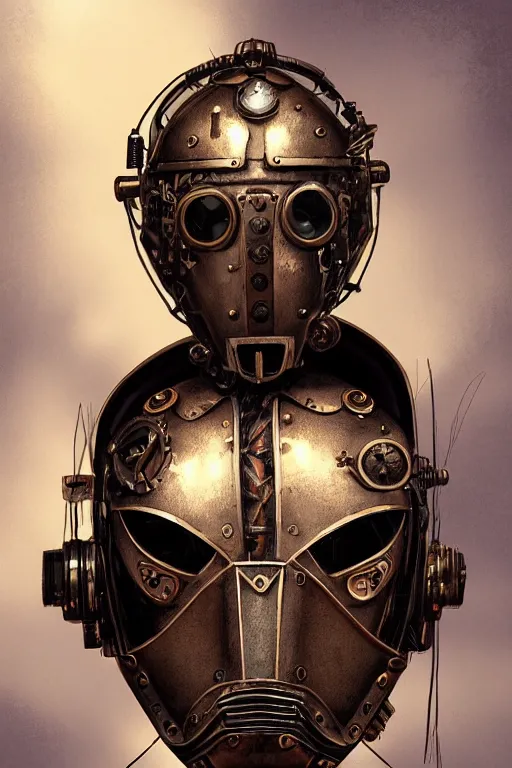 Image similar to steampunk helmet fantasy art mask robot ninja stylized digital illustration sharp focus, elegant intricate digital painting artstation concept art global illumination ray tracing advanced technology chaykin howard and campionpascale and cooke darwyn and davis jack