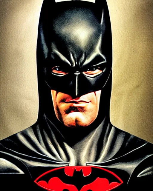 Image similar to batman ben affleck, airbrush, drew struzan illustration art, key art, movie poster