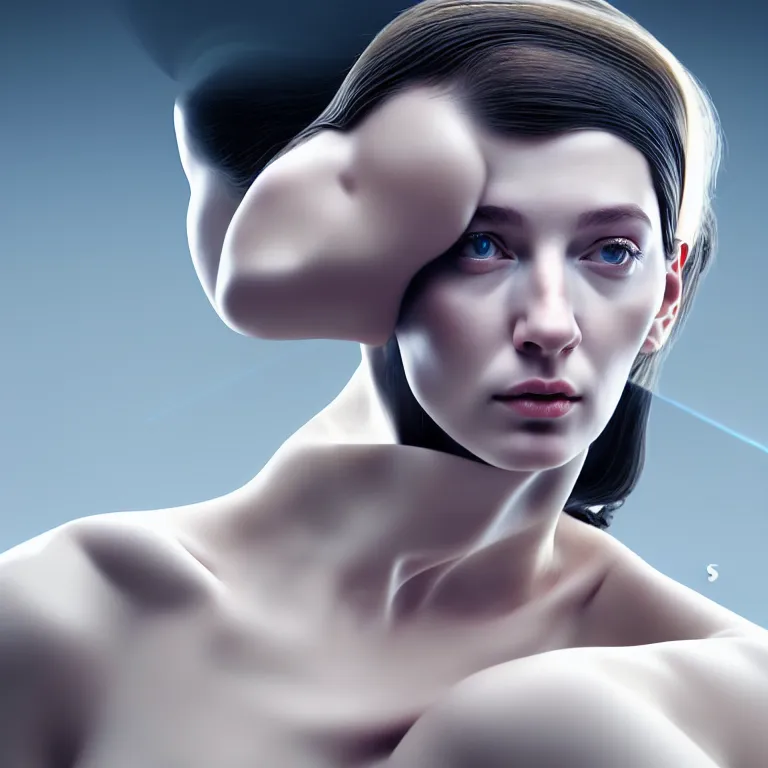 Prompt: hyperrealism photography computer simulation visualisation of parallel universe cgi scene with beautiful highly detailed ukrainian woman by caravaggio wearing neofuturistic neural interface by josan gonzalez - s 1 5 0