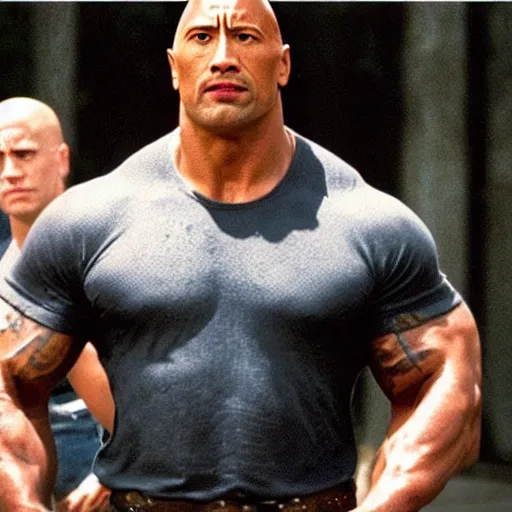 Prompt: a screenshot of dwayne the rock johnson in helluva boss