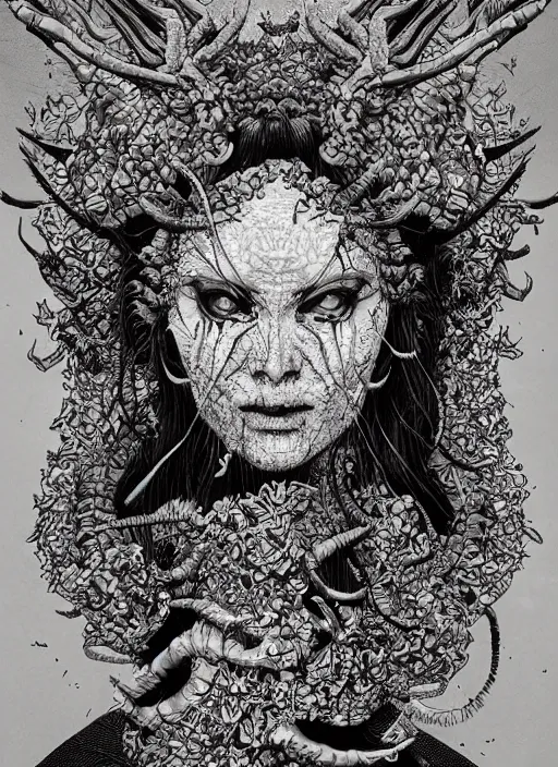 Image similar to Demon goddess painting by Dan Hillier, trending on artstation, artstationHD, artstationHQ, 4k, 8k