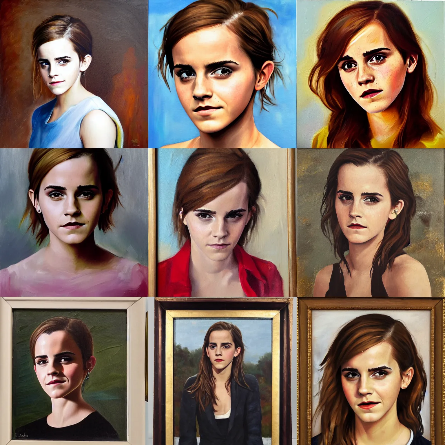 Prompt: emma watson as a munter, oil painting