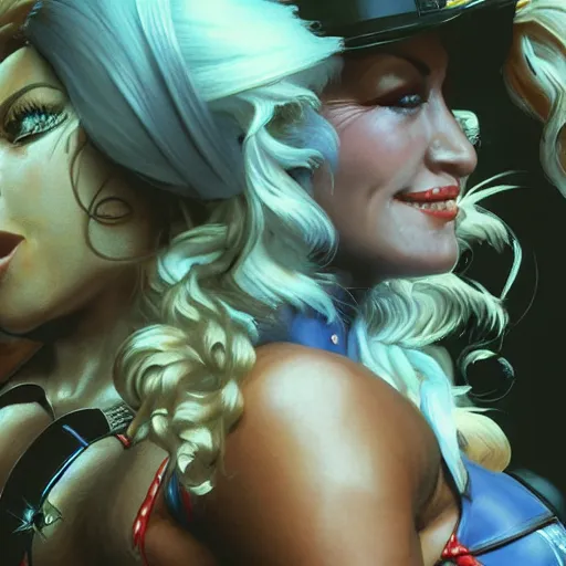 Prompt: dolly parton as cammy street fighter, ultra realistic, concept art, intricate details, highly detailed, photorealistic, octane render, 8 k, unreal engine, art by frank frazetta, simon bisley, brom