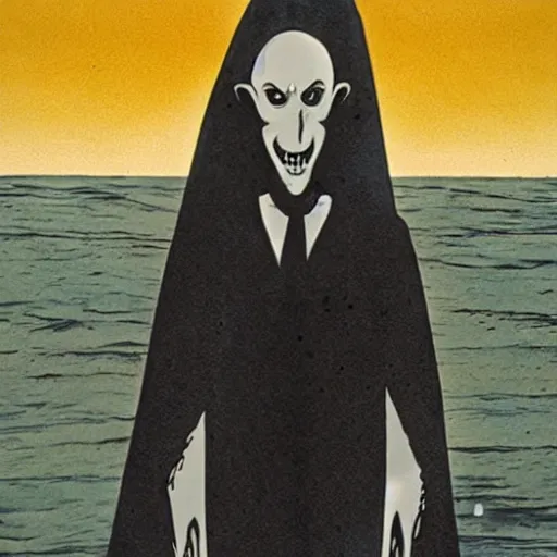 Prompt: Nosferatu goes to the beach